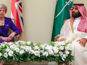 Theresa May and Saudi Crown Prince Mohammad bin Salman (Twitter)
