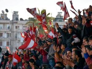 جمهور نادي الاتحاد خلال مباراة امام الحرية في حلب

