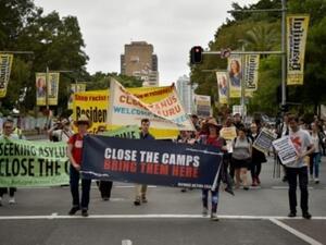 تظاهرة في سيدني رفضا لارسال اللاجئين الى مخيمات في جزر نائية في المحيط الهادئ
