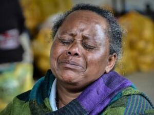 امرأة اثيوبية فرّت من أحداث العنف في ضواحي العاصمة الاثيوبية اديس ابابا
