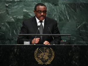 رئيس وزراء اثيوبيا هايله مريم ديسالين في الجمعية العامة للامم المتحدة في نيويورك

