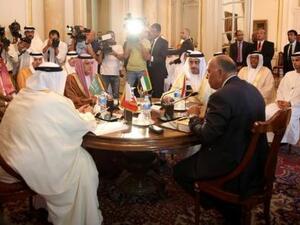 وزراء خارجية الدول الأربع المقاطعة لقطر خلال اجتماع في القاهرة

