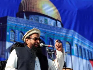 حافظ سعيد يتحدث خلال المهرجان
