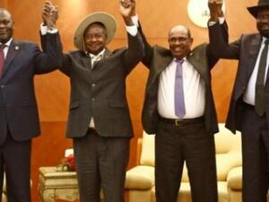 كير والبشير وموسيفيني ومشار في مستهل الاجتماع في الخرطوم الاثنين
