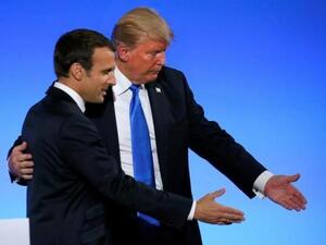 الرئيس الفرنسي ايمانويل ماكرون والرئيس الاميركي دونالد ترامب 
