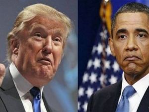 المرشح الجمهوري لانتخابات الرئاسة الأميركية دونالد ترامب (يسار) والرئيس باراك أوباما