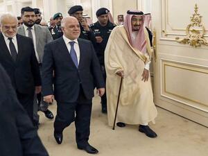 العاهل السعودي الملك سلمان بن عبد العزيز ورئيس الوزراء العراقي حيدر العبادي
