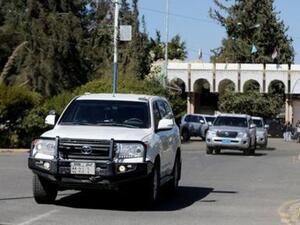 قافلة لفريق الأمم المتحدة لمراقبة الهدنة في اليمن في الحديدة يوم الاحد
