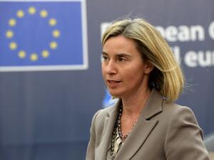 EU's High representative for foreign affairs and security policy Federica Mogherini arrives for an European Union leaders summit on October 20, 2016 at the European Council, in Brussels. (AFP/Thierry Carlier)