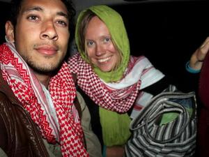 An Israeli Arab tourist identified as Amir Omar Hassan (L) and a Norwegian tourist (AFP PHOTO/STR) 