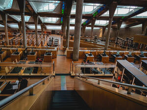Outside and interior of Bibliotheca, the Africa's largest library which is located in Alexandria. (Shutterstock/ File Photo)