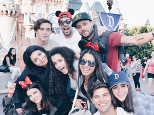 Brooklyn Beckham (top left), Sonia Ben Ammar (bottom left) and friends at the Happiest Place on Earth. (Instagram)