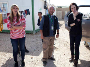 Michelle Dockery visiting Zaatari camp for Syrian refugees recently. (Image: Facebook)