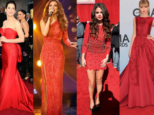 أناقة النجمات باللون الأحمر