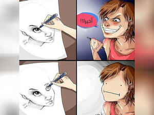 The difficulty of drawing a matching second eye. (Twitter / art_dose)