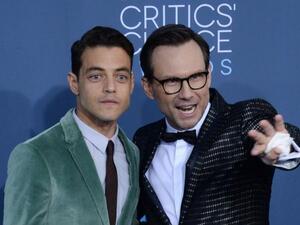 Rami Malek and Christian Slater. (Jim Ruymen / UPI)