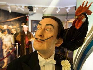 Salvador Dali's moustache endures on this wax statue. (Irina Klyuchnikova / Shutterstock.com)