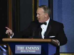 Sean Spicer last night at the Emmys. (Frederic J Brown / AFP)