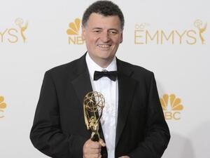 Steven Moffat winning awards, as always. (Phil McCarten/UPI)