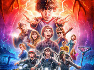 Details from the Stranger Things 2 poster, with a cameo by an 18th century Frenchman. (Netflix)