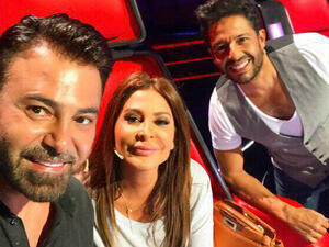 The judges: Elissa, Assi El Helani, and Mohamed Hamaki. Not pictured: Ahlam. (Facebook / Assi El Helani)
