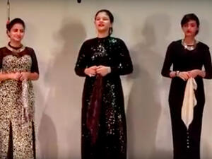 Sana Ahmed Nabil Ali al-Mursi, center, has impressed audiences with renditions of Umm Kulthum's songs - who happens to be her relative. (YouTube)