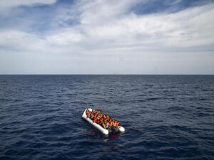 Ethiopian migrants on board a tiny, stuffed ship on the Red Sea (AFP/FILE)
