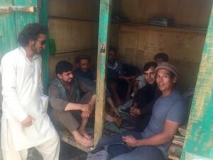 Tony Gedeon (far right) hanging out with the locals in Shignan. (photo courtesy of Tony Gedeon)