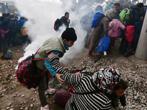 Refugees were sprayed with tear gas at the Macedonian border with Greece. (AFP/File)