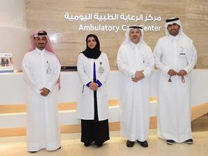 Dr. Khalid Mohammed Al Jalham, Director of the ACC; Dr. Khalid Al Rumaihi, Head of Urology; Dr. Fatima Al Mansouri, Head of Ophthalmology; and Dr. Abdul Salam Al Qahtani, Head of Ear, Nose and Throat unit.  