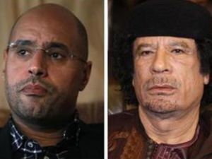 معمر القذافي وابنه سيف الاسلام