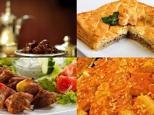 رقائق اللحم، كباب، وبسبوسة بجوز الهند