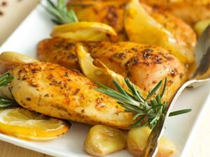 دجاج بالليمون والثوم