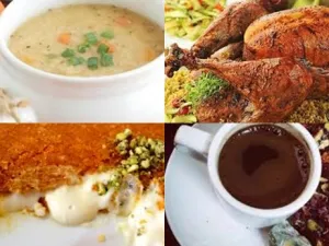 شوربة الشوفان، ديك رومي بالفريك، وكنافة بالجبن