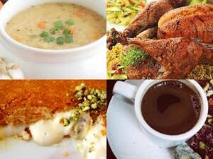 شوربة الشوفان، ديك رومي بالفريك، وكنافة بالجبن