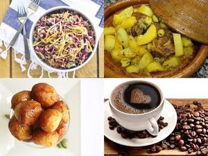 سلطة الملفوف الأحمر بالتفاح الأخضر، طاجن لحم بالبطاطس المغربي، العوامة بالقشدة