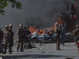 Afghan security forces personnel are seen at the site of a car bomb attack in Kabul on May 31, 2017. (AFP/ File Photo)