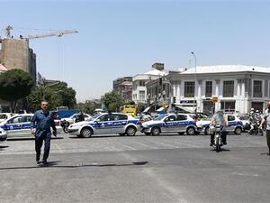 The photo shows the scene outside the Iranian parliament in the capital Tehran on June 7, 2017 during an attack on the complex. (AFP)