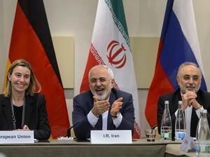 EU foreign policy chief Federica Mogherini, Iranian foreign minister Mohammad Javad Zarif and head of Iran Atomic Energy Organization Ali Akbar Salehi. (AFP/ File)