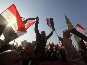 People in Baghdad, Iraq protested the unwanted Turkish troops this weekend. (AFP/Ahmad al-Rubaye)