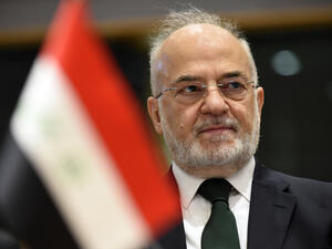Iraqi foreign minister Ibrahim al-Jafaari at a conference on Syria in Brussels, Belgium, April 5 2017. (AFP/John Thys)