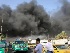 A fire spread through Iraq's biggest ballot warehouse in Baghdad, Sunday. (AFP/ File)
