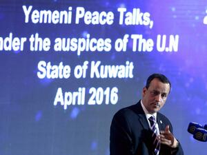 United Nations Special Envoy to Yemen, Ismail Ould Cheikh Ahmed, addressed the press on May 15, 2016 about the progress of the Yemen peace talks. (AFP/Yasser Al-Zayyat)