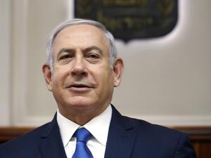 Israeli Prime Minister Benjamin Netanyahu attends weekly cabinet meeting at his office in disputed Jerusalem on July 15, 2018. (AFP/ RONEN ZVULUN)