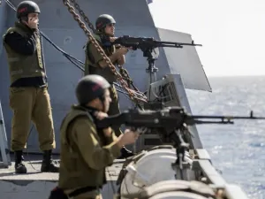 Israeli naval forces prevent Palestinian 40-boat flotilla from breaking Gaza Siege. (AFP / JACK GUEZ)