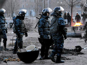 Kazakh police responding to a riot in 2011. (AFP/File)