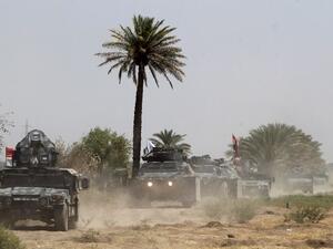 Iraqi forces driving through Khalidiya, near Ramadi in Iraq. (AFP/Ahmad Al-Rubaye)