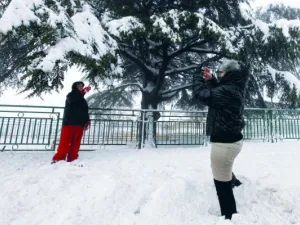 الثلوج توقف الدراسة في لبنان
