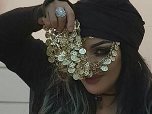 Laila posted the new single that is titled 'Jabni Al Gharam' (Love Got Me Here) artwork on her official Instagram account (Source: lailaghofran - Instagram)