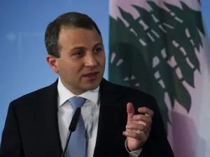 Lebanese Foreign Minister Gebran Bassil speaks during a press conference in Berlin, on May 6, 2014 (AFP/John MacDougall)

